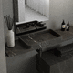 lavabo sobre mueble / de mármol / con cajones integrados / rectangular
