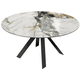 mesa de comedor contemporánea / de cerámica / con base de acero lacado / redonda