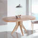 mesa de comedor contemporánea / de chapa de madera / con base de madera / redonda