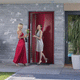 puerta de entrada / aluminio / abatible / contemporánea