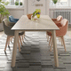 mesa contemporánea / de cerámica / con base de madera / rectangular