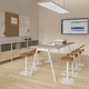 mesa de trabajo contemporánea / de HPL / de chapa de madera / con base metálica