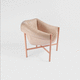 sillón contemporáneo / de cuero / de acero con revestimiento en polvo / tapizado