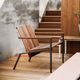 sillón contemporáneo / de madera maciza / de acero / apilable