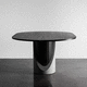 mesa de comedor contemporánea / chapada de madera / con base de acero pintado / con base de hormigón reforzado con fibras