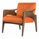 sillón contemporáneo / de tejido / de madera / naranja