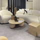 mesa de centro contemporánea / de madera / de travertino / con base de travertino