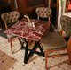 mesa contemporánea / de mármol / con base metálica / cuadrada