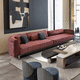 sofá contemporáneo / de cuero / rojo / con base metálica