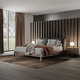 cama de matrimonio / contemporánea / con cabecero tapizado / de madera