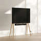 soporte para TV de pie contemporáneo / hecho a mano / de acero / de roble