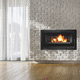chimenea insertable de leña / de acero / de convección natural / contemporánea