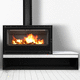estufa de leña / 12 kW / con patas / contemporánea