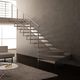 escalera en L / con peldaños de madera / con estructura de metal / contemporánea