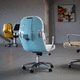 silla de diseño original / de interior / de cuero / con base de metal cromado
