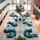 banqueta modular / contemporánea / de tejido / de cuero