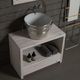 lavabo sobre mueble / de cerámica / con toallero integrado / hecho a mano