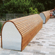banco público contemporáneo / de madera / de acero galvanizado / de acero inoxidable
