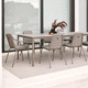 mesa contemporánea / de vidrio / de cerámica / con base metálica