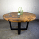 mesa contemporánea / de madera / de resina / con base metálica