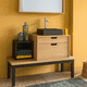 mueble de lavabo de pie / de madera maciza / de piedra / contemporáneo