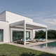 pérgola autoportante / adosada / de aluminio / con láminas parasol