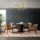 conjunto de mesa y silla contemporáneo / de chapa de madera / redondo / sin reposabrazos