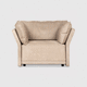 sillón contemporáneo / de tejido / de cuero / marrón