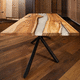 mesa contemporánea / de madera / de resina / con base de aluminio