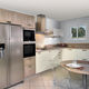 cocina contemporánea / de melamina / en L / con asas