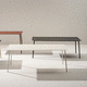 mesa contemporánea / de chapa de acero / con base metálica / con base de roble