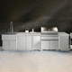 cocina de exterior / contemporánea / de acero inoxidable / con isla