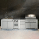cocina de exterior / contemporánea / de acero inoxidable / con isla