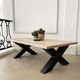 mesa de centro de estilo industrial / de roble / con base de acero / rectangular