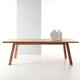 mesa de comedor contemporánea / de madera / de mármol / con base de madera maciza