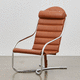 sillón contemporáneo / de tejido / de cuero / de acero cromado