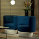 sillón contemporáneo / de cuero / de tejido / rojo