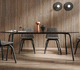 mesa contemporánea / de vidrio templado / de cerámica / con base de acero termolacado