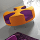 banqueta modular / contemporánea / de tejido / con base metálica