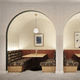 banqueta modular / contemporánea / de tejido / con base de madera