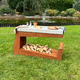 cocina de exterior / contemporánea / de haya / de acero Corten