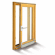 cortina de cristal oscilante corredera / de madera laminada encolada / de 2 batientes / derecha