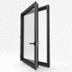ventana de aluminio / abatible / de 1 batiente / gris
