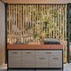 kitchenette pequeña / de hormigón / de madera / de acero inoxidable