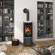estufa de leña / 7 kW / de suelo / contemporánea