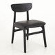 silla contemporánea / de cuero / con base de fresno / tapizada