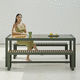 mesa de comedor contemporánea / de vidrio / con base de aluminio / con base de aluminio anodizado