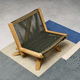 sillón contemporáneo / de cuerda / de roble / negro