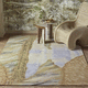 alfombra contemporánea / con motivos decorativos / de lana / rectangular
