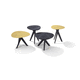 mesita auxiliar contemporánea / de aluminio / de piedra natural / con base de madera